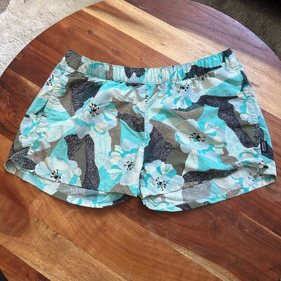 Patagonia Pants - Patagonia Barely Baggies Womens Size L Blue Floral Water‎ Sports Outdoors